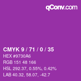 颜色代码: CMYK 9 / 71 / 0 / 35 | qconv.com