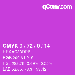 Color code: CMYK 9 / 72 / 0 / 14 | qconv.com