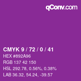颜色代码: CMYK 9 / 72 / 0 / 41 | qconv.com