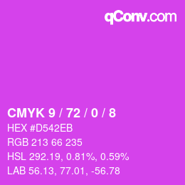 カラーコード: CMYK 9 / 72 / 0 / 8 | qconv.com