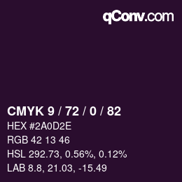 Color code: CMYK 9 / 72 / 0 / 82 | qconv.com