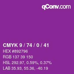 颜色代码: CMYK 9 / 74 / 0 / 41 | qconv.com