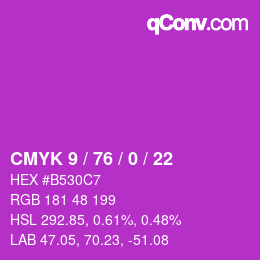 Color code: CMYK 9 / 76 / 0 / 22 | qconv.com