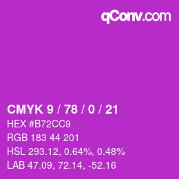 Color code: CMYK 9 / 78 / 0 / 21 | qconv.com