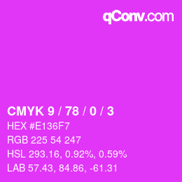 カラーコード: CMYK 9 / 78 / 0 / 3 | qconv.com