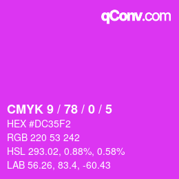 Color code: CMYK 9 / 78 / 0 / 5 | qconv.com