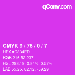 Color code: CMYK 9 / 78 / 0 / 7 | qconv.com