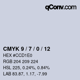カラーコード: CMYK 9 / 7 / 0 / 12 | qconv.com