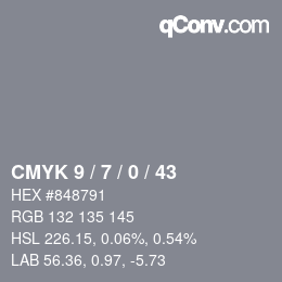 Color code: CMYK 9 / 7 / 0 / 43 | qconv.com