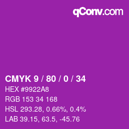 Color code: CMYK 9 / 80 / 0 / 34 | qconv.com