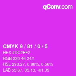 カラーコード: CMYK 9 / 81 / 0 / 5 | qconv.com