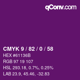 Color code: CMYK 9 / 82 / 0 / 58 | qconv.com