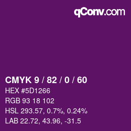 カラーコード: CMYK 9 / 82 / 0 / 60 | qconv.com