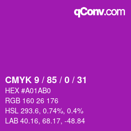 Color code: CMYK 9 / 85 / 0 / 31 | qconv.com