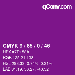 Color code: CMYK 9 / 85 / 0 / 46 | qconv.com