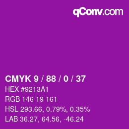カラーコード: CMYK 9 / 88 / 0 / 37 | qconv.com