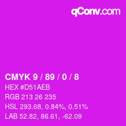 カラーコード: CMYK 9 / 89 / 0 / 8 | qconv.com