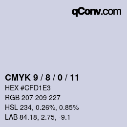 カラーコード: CMYK 9 / 8 / 0 / 11 | qconv.com