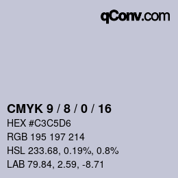 颜色代码: CMYK 9 / 8 / 0 / 16 | qconv.com