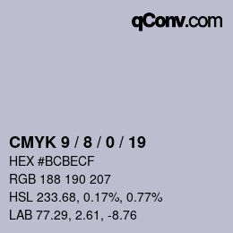 Color code: CMYK 9 / 8 / 0 / 19 | qconv.com