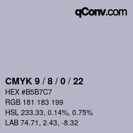 Color code: CMYK 9 / 8 / 0 / 22 | qconv.com