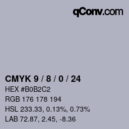 Color code: CMYK 9 / 8 / 0 / 24 | qconv.com