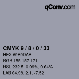 颜色代码: CMYK 9 / 8 / 0 / 33 | qconv.com