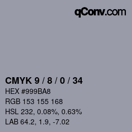 カラーコード: CMYK 9 / 8 / 0 / 34 | qconv.com