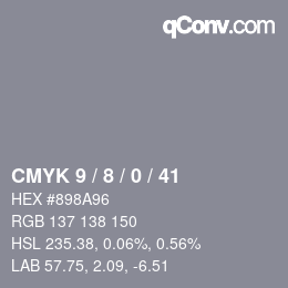 Color code: CMYK 9 / 8 / 0 / 41 | qconv.com
