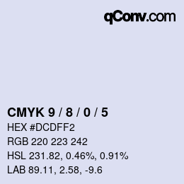 カラーコード: CMYK 9 / 8 / 0 / 5 | qconv.com