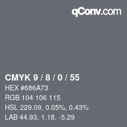 颜色代码: CMYK 9 / 8 / 0 / 55 | qconv.com