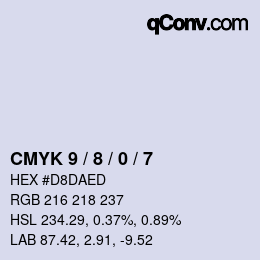 カラーコード: CMYK 9 / 8 / 0 / 7 | qconv.com