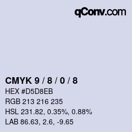 カラーコード: CMYK 9 / 8 / 0 / 8 | qconv.com