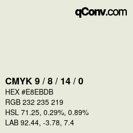 カラーコード: CMYK 9 / 8 / 14 / 0 | qconv.com