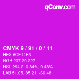 Color code: CMYK 9 / 91 / 0 / 11 | qconv.com