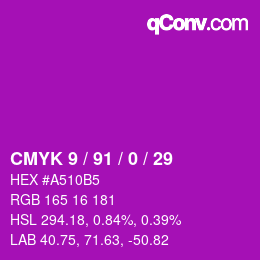 Color code: CMYK 9 / 91 / 0 / 29 | qconv.com