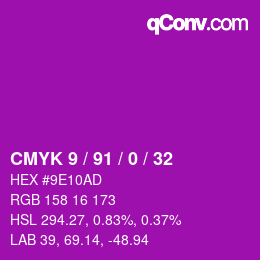 Color code: CMYK 9 / 91 / 0 / 32 | qconv.com