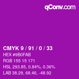 Color code: CMYK 9 / 91 / 0 / 33 | qconv.com