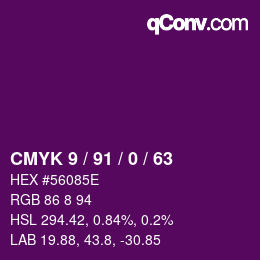 Código de color: CMYK 9 / 91 / 0 / 63 | qconv.com