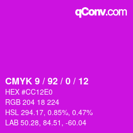 Color code: CMYK 9 / 92 / 0 / 12 | qconv.com
