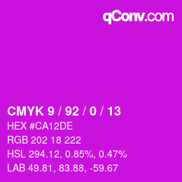 Color code: CMYK 9 / 92 / 0 / 13 | qconv.com