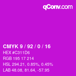 カラーコード: CMYK 9 / 92 / 0 / 16 | qconv.com