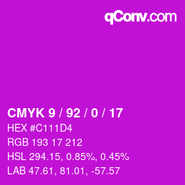 カラーコード: CMYK 9 / 92 / 0 / 17 | qconv.com