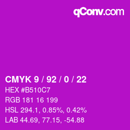 カラーコード: CMYK 9 / 92 / 0 / 22 | qconv.com
