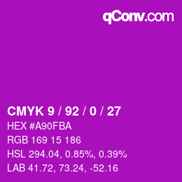 カラーコード: CMYK 9 / 92 / 0 / 27 | qconv.com