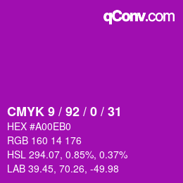 カラーコード: CMYK 9 / 92 / 0 / 31 | qconv.com