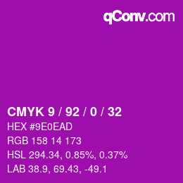 颜色代码: CMYK 9 / 92 / 0 / 32 | qconv.com