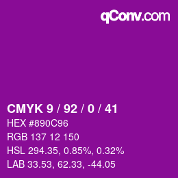 Color code: CMYK 9 / 92 / 0 / 41 | qconv.com