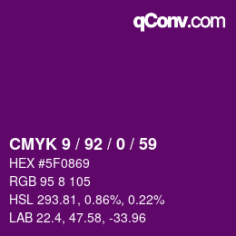 カラーコード: CMYK 9 / 92 / 0 / 59 | qconv.com