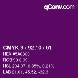 カラーコード: CMYK 9 / 92 / 0 / 61 | qconv.com